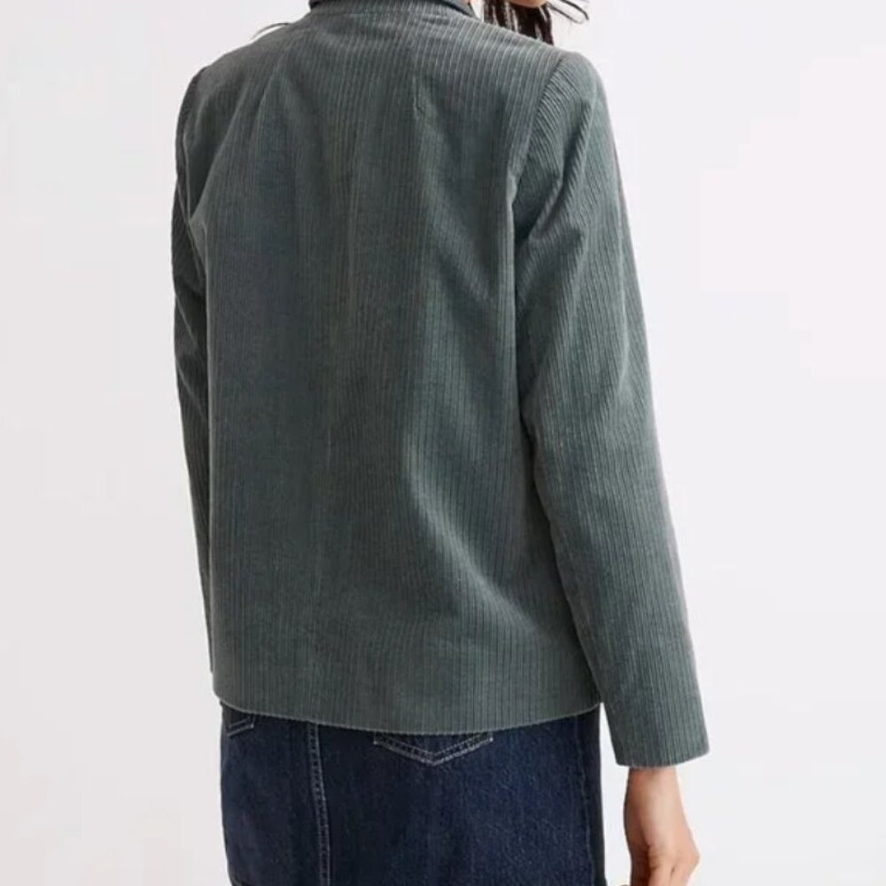 NWOT Madewell Corduroy Crop Dorset Blazer in Sage Green | Size Medium - Picture 2 of 6